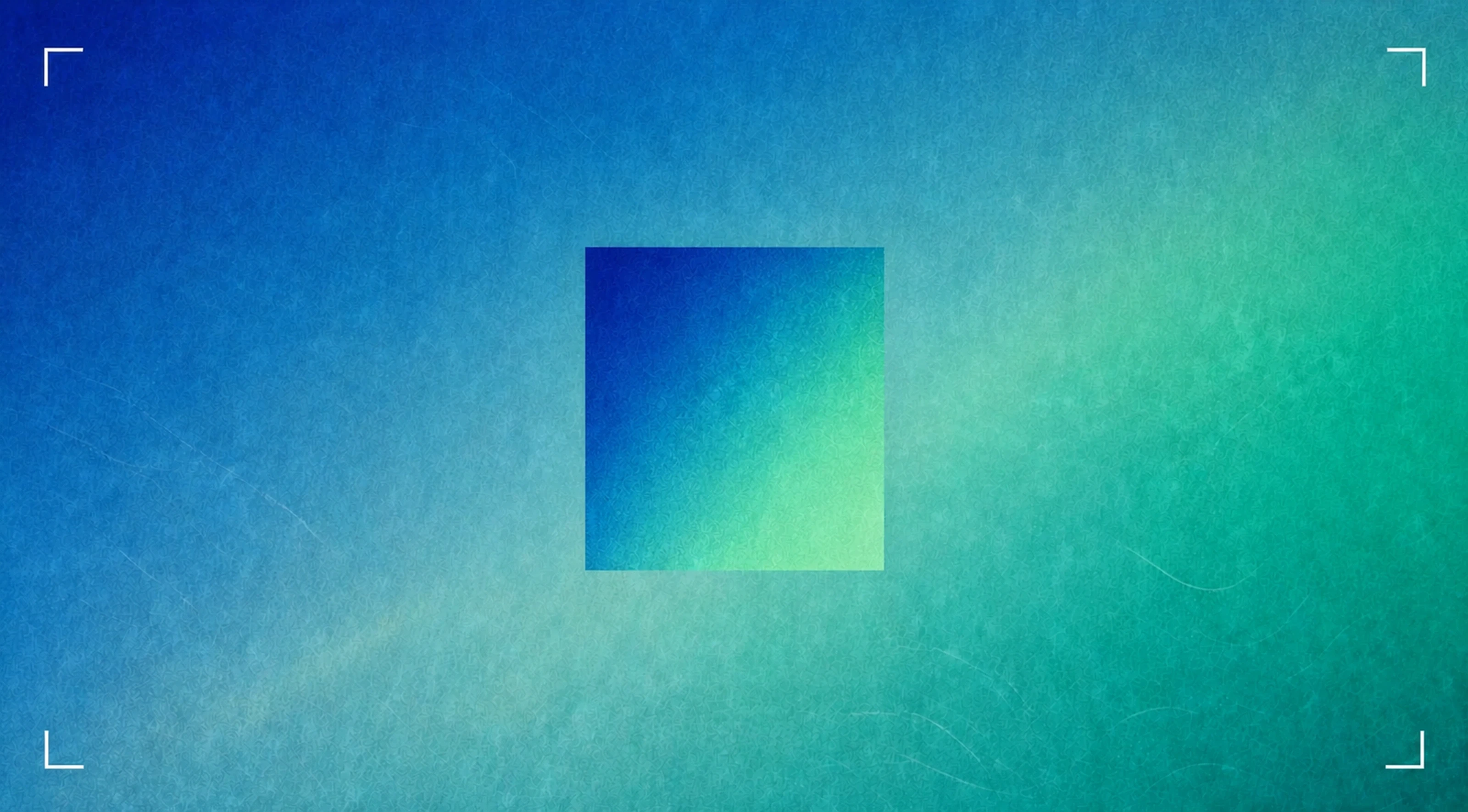 A single inset square centered on a blue and teal field